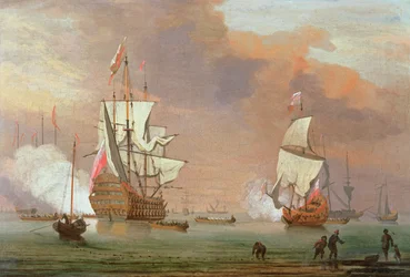 Warships Firing a Salute